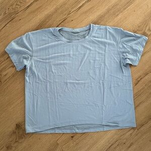 Lululemon Train To Be Short Sleeve Shirt - Rain Stripe Blue